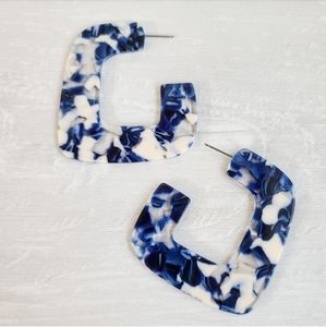 Blue Tortoise Acrylic Earrings Geometric …